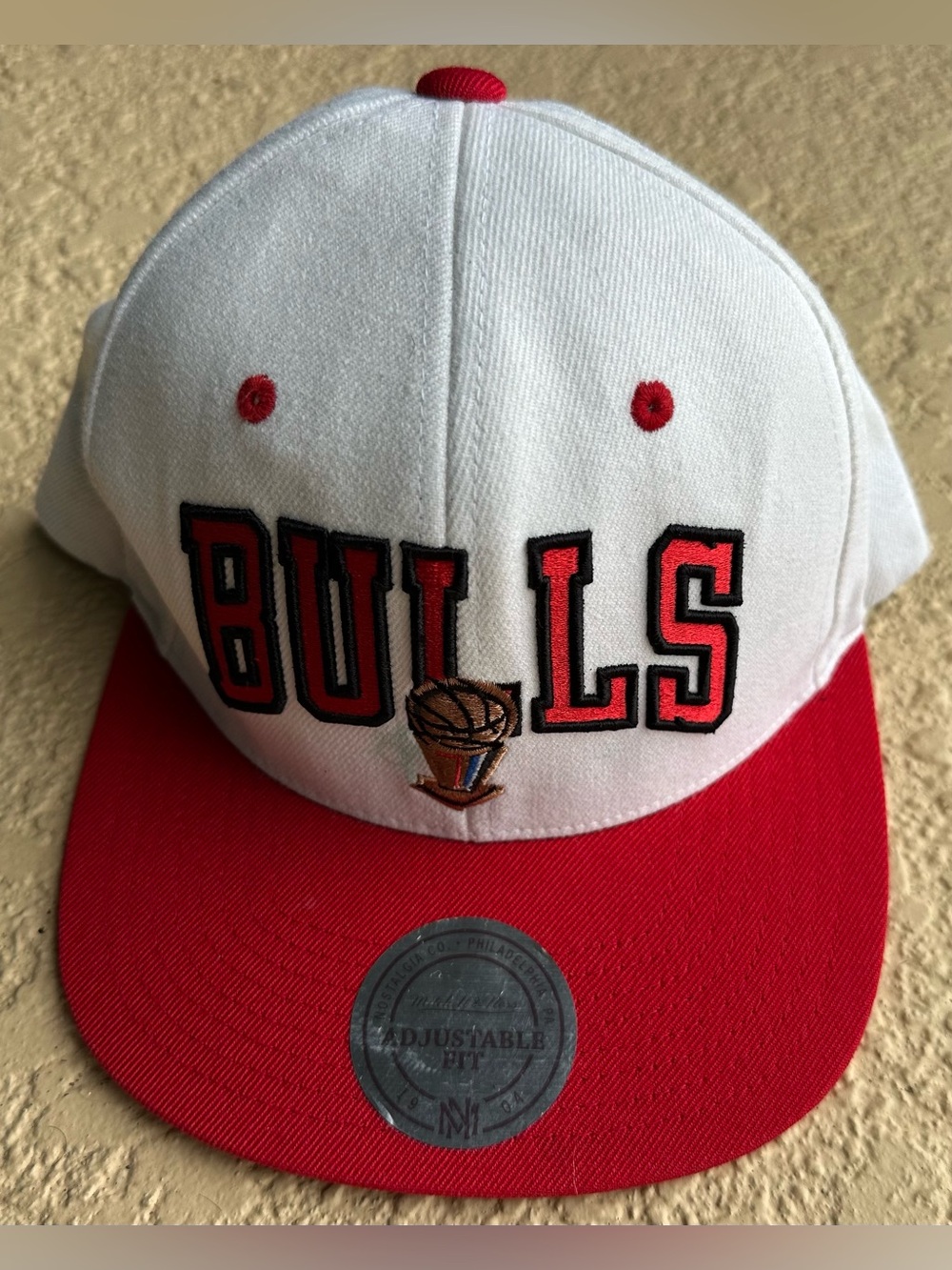 Chicago Bulls Mitchell and Ness Adjustable SnapBack White Hat 2015